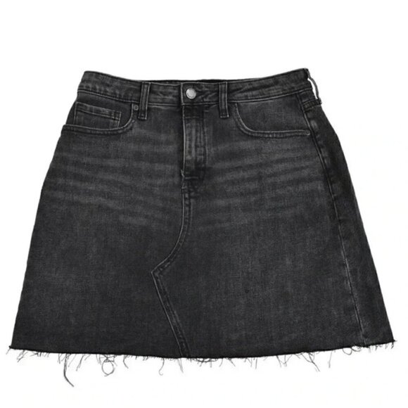 Banana Republic Denim Mini Shirt with Raw Hem Black Size 4 - Picture 4 of 11